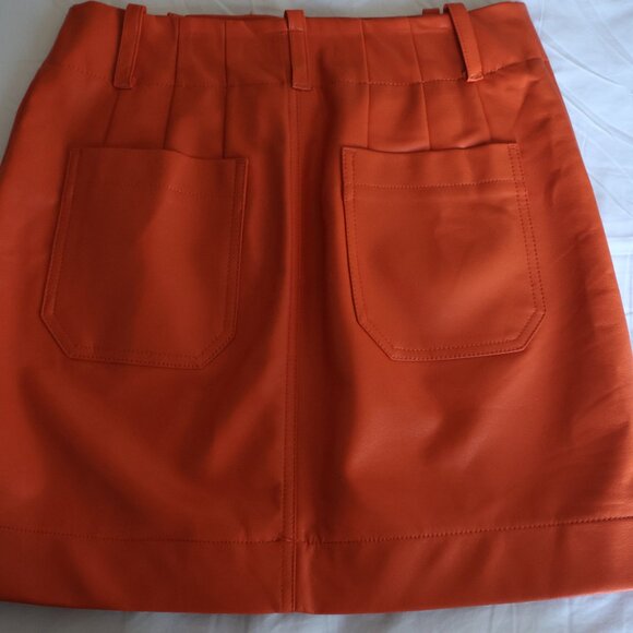 Orange Faux Leather Maeve Mini Skirt X-Small - Picture 8 of 10